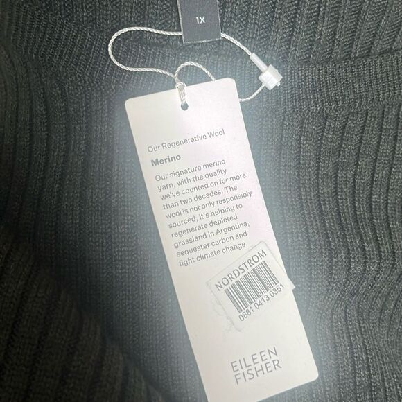 NWT Eileen Fisher Rib Crewneck Merino Wool Sweater in Ivy Size 1X - Picture 8 of 8